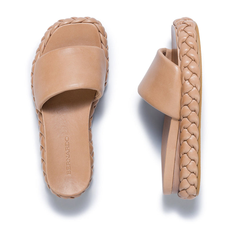 Sandálias Deslizantes Bernardo Charleston Braided Feminino Marrom | ZAH9359IK