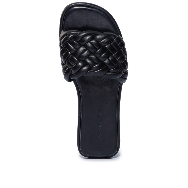 Sandálias Deslizantes Bernardo Troy Woven Feminino Pretas | XYZ9382WM