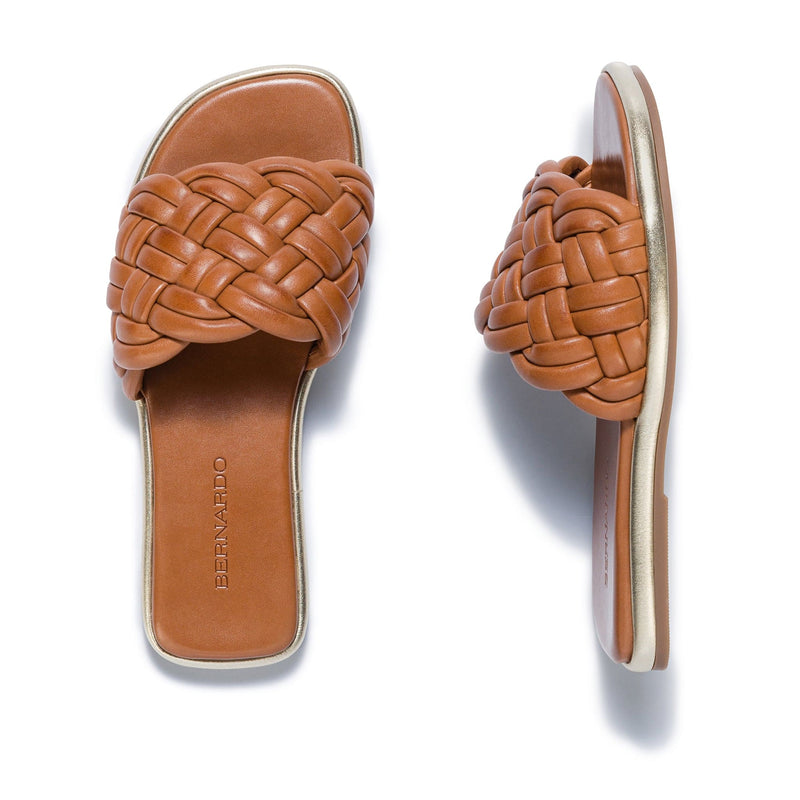 Sandálias Deslizantes Bernardo Troy Woven Feminino Marrom Escuro | BYM9047TX