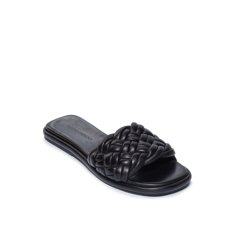 Sandálias Deslizantes Bernardo Troy Woven Feminino Pretas | BBF321DK