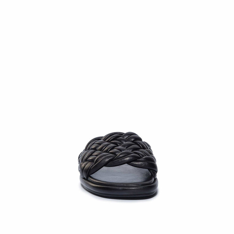Sandálias Deslizantes Bernardo Troy Woven Feminino Pretas | BBF321DK