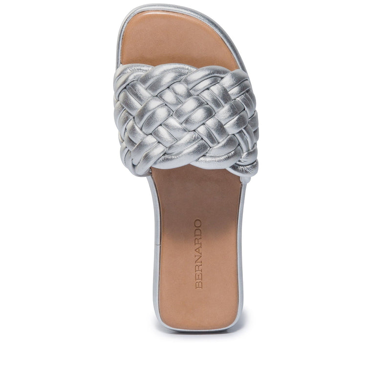 Sandálias Deslizantes Bernardo Troy Woven Feminino Prateadas | ZUT5777AR